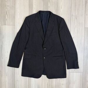 Express Men's Size 44L 100% Virgin Wool Navy Blue Pinstripe Blazer